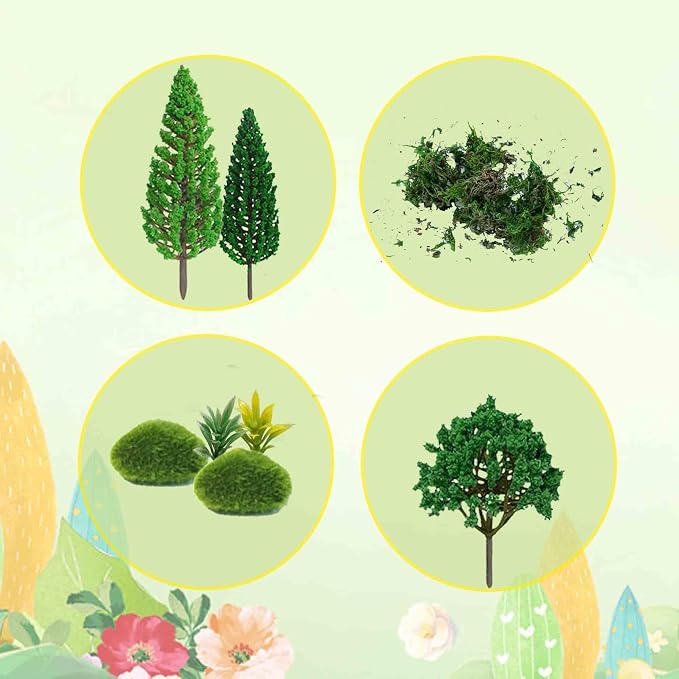 30 Pieces Model Trees Mixed 1.7-6 Inch Fake Miniature Trees | Artificial Moss - Image 3