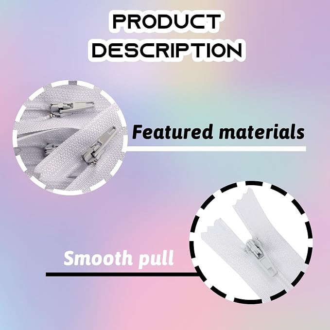 DOITEM 24 pcs 20cm/8 Inch Multicolor Nylon Coil Zippers - Image 5