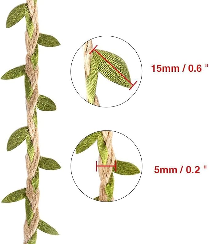 33 feet Natural Twine Green Leaf Jute 3ply 2MM Rope Hemp Burlap Ribbon String - Image 3