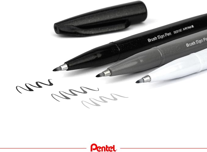 Pentel Fude Touch Sign Pen, Felt Pen Like Brush Stroke - Image 9