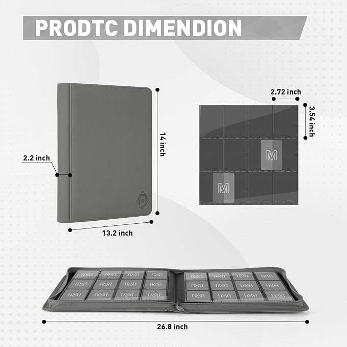 Premium Card Binder 12 Pocket for 720 Pockets Trading Card Binder, PU Zipper - Image 5