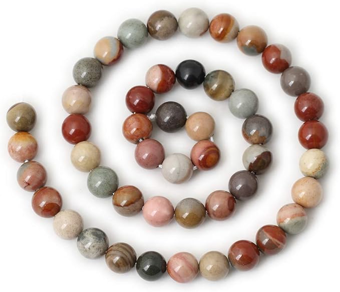 45PCS 8mm Natural USA Picture Stone Gemstone Round Loose Beads - Image 2