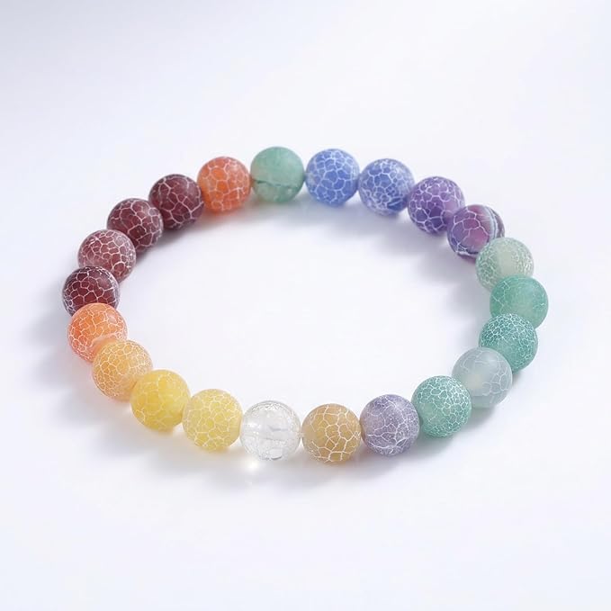 36pcs Natural Matte Rainbow Oxidized Gemstone Beads，10mm Frosted Round Loose - Image 4