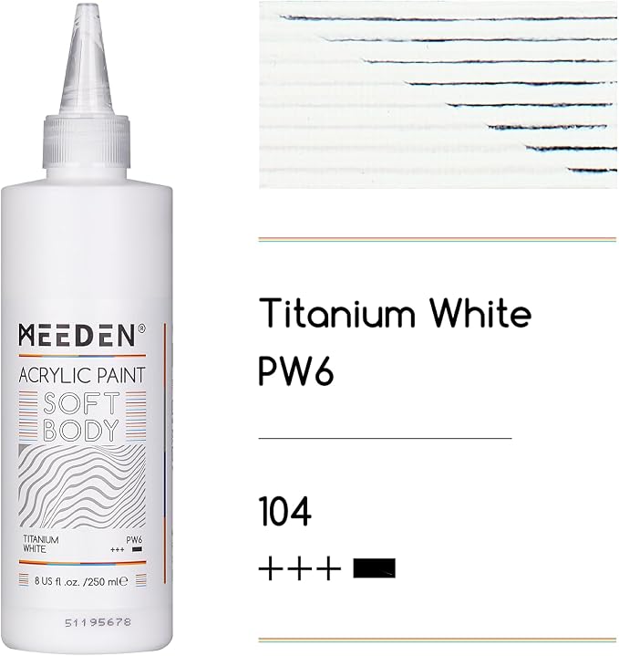 MEEDEN Titanium White Acrylic Paint: Matte Finish 250ml/8.45oz Soft Body Bulk - Image 2