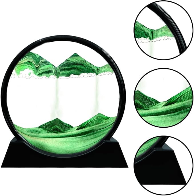 Muyan Moving Sand Art Picture Sandscapes in Motion Round Glass 3D Deep Sea Sand - Image 3