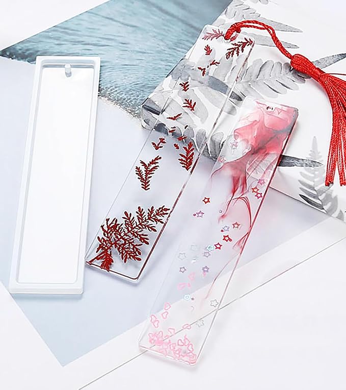 Bookmark Mold with Tassels 4Pcs Rectangle Silicone Jewelry Making Mould with - Image 5