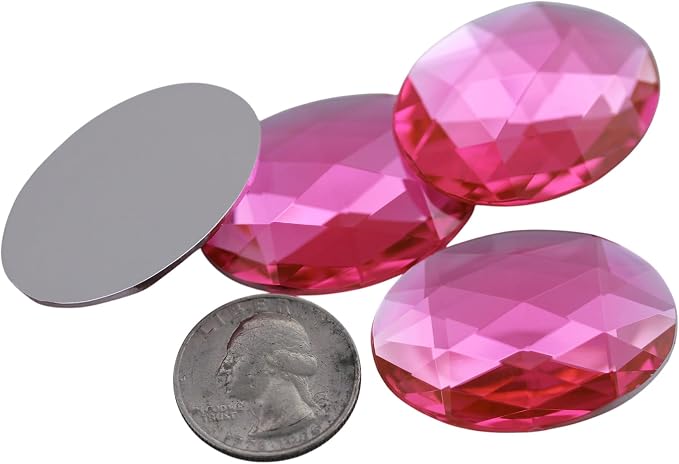 40x30mm Pink Hot .NAP01 Large Flat Back Oval Acrylic Rhinestones Cosplay by Allstarco