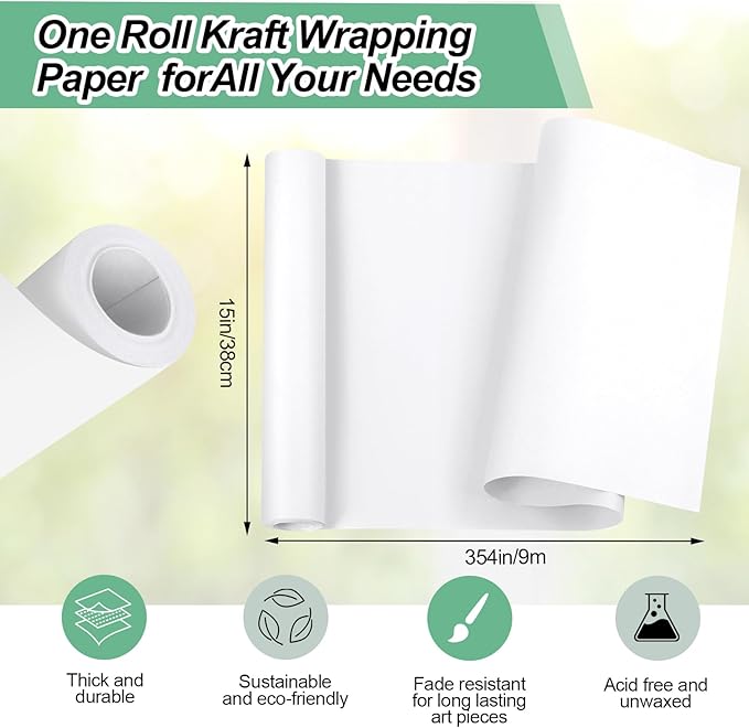 Phinus Craft Paper Roll 15''×354'', Industrial-Grade Kraft Paper Roll, Gift - Image 2