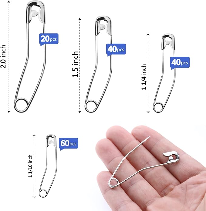 Quilt Safety Pin Curve 28mm 32mm 38mm 54mm Assorted Sizes Sewing Supply Large - Image 3