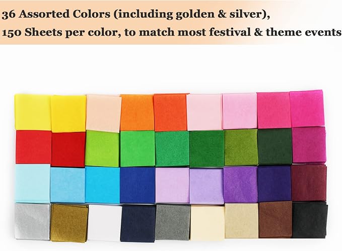 Simetufy 5400 Pcs 1 in Tissue Paper Squares 36 Assorted Colors - Image 5