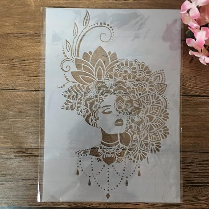 TIAMECH A4 Reusable Mandala Lady Stencil - Image 9
