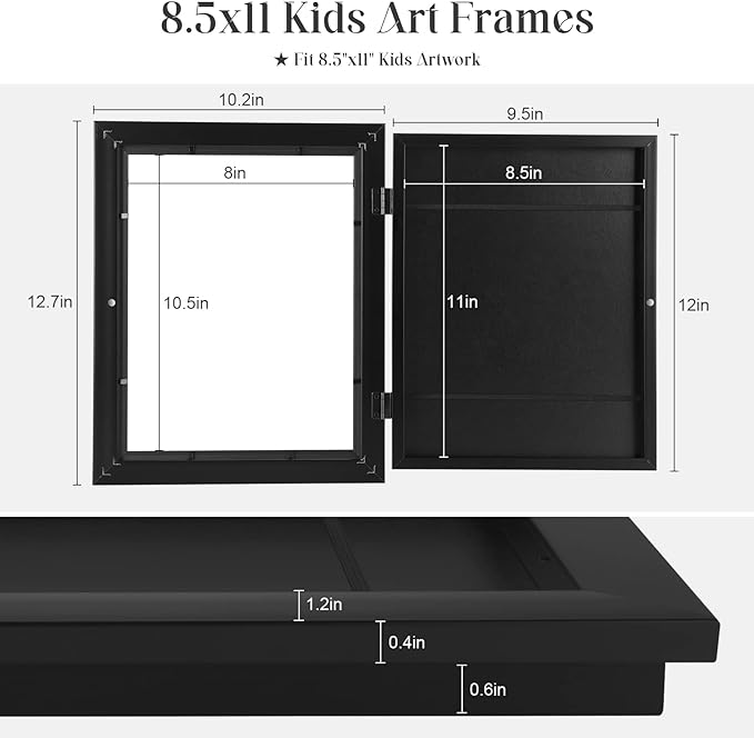 Kids Frames, 8.5x11 Front Opening Kids Artwork Frames Changeable, Holds 50 Pcs - Image 3
