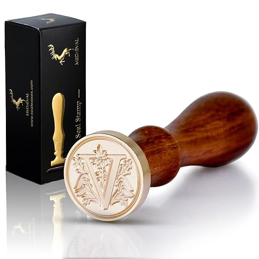 Medieval Initial Alphabet Sealing Wax Stamps, Brass Head Wooden Handle - Image 6