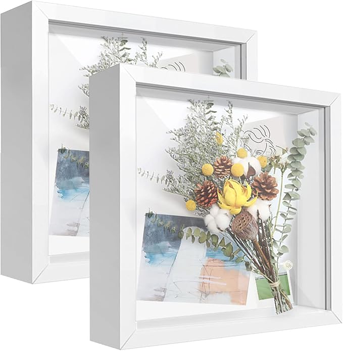 Shadow Box Frame 10x10 with Letter Stickers, 3D Picture Frame, Display Case Box by TOUYINGER