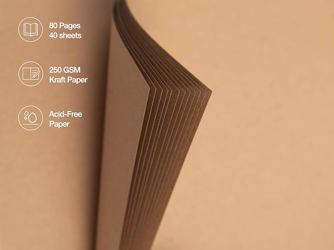 potricher 8 x 8 Inch DIY Scrapbook Photo Album 80 Pages Thick Kraft Blank - Image 5