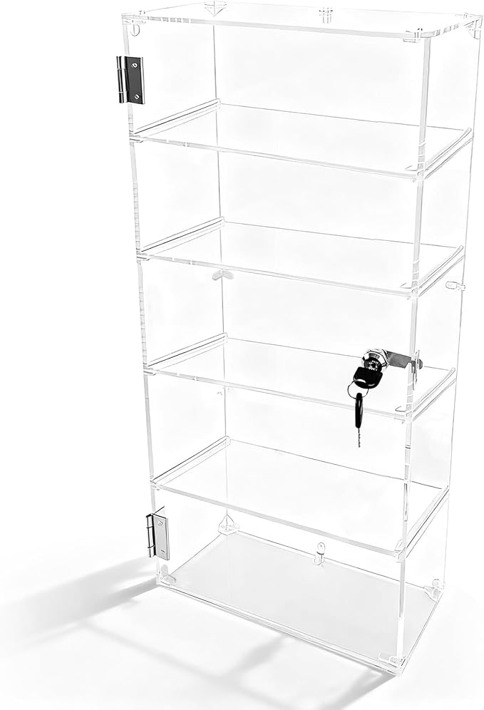 5 Shelf Acrylic Lockable Display Case by Unknown