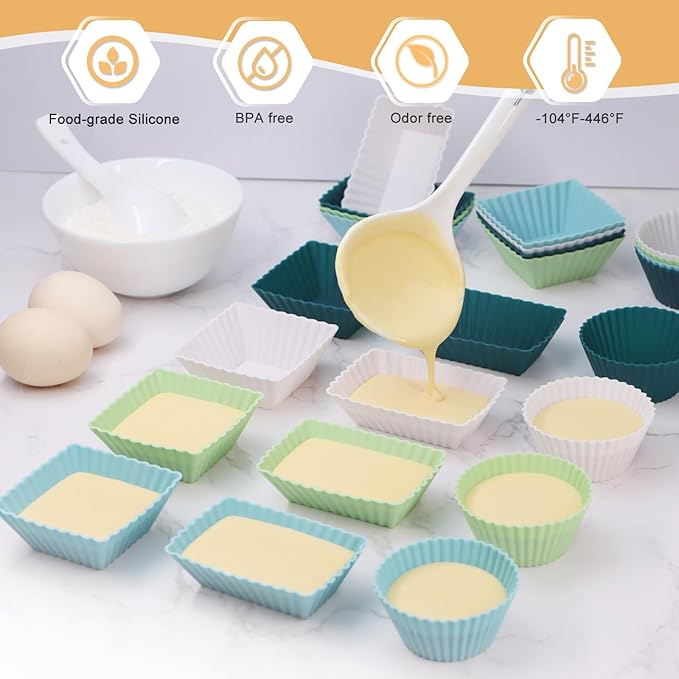 24Pack Silicone Muffin Cups, Reusable Cupcake Liners Molds - Image 2