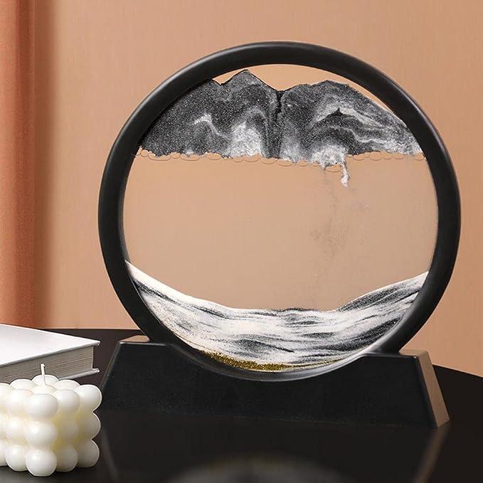 Arthink Moving Sand Art Picture in Motion Round Glass 3D Deep Sea Landscape - Image 2