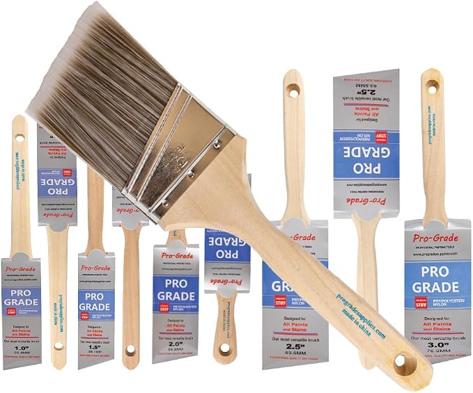 10 Pack Pro-Grade Premium Wall/Trim House Paint Brush Set Great by ProGradeSupplies