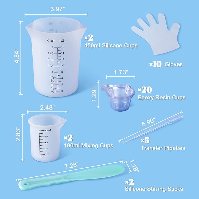 LET'S RESIN Silicone Measuring Cups, 450ml Accurate 2 Scales & 100ml Durable - Image 2