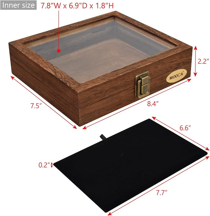 MOOCA Tempered-Glass Top Small Wooden Jewelry Display Case - Image 2