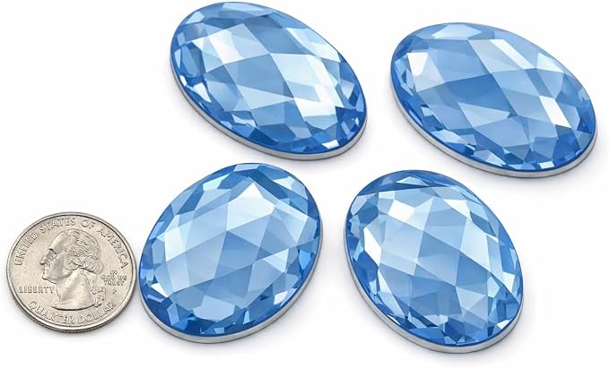 40x30mm Blue Sapphire Lite .LS Large Flat Back Oval Acrylic Rhinestones Cosplay by Allstarco