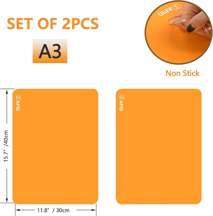 Sapid 2Pcs Thick Silicone Mat for Crafts, Nonstick Silicon Sheet for Epoxy Resin - Image 2