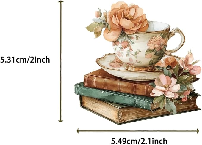 50 Pcs Clear Coffee and Book Aesthetic PET Stickers - Image 8