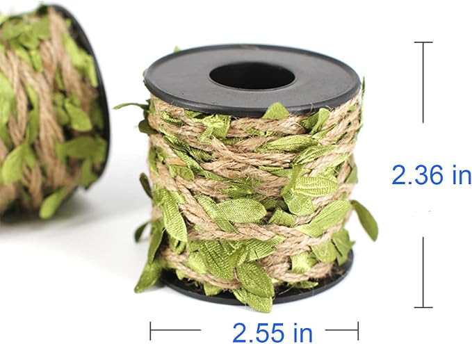 33 feet Natural Twine Light Green Leaf Jute 3ply 2MM Rope Hemp Burlap Ribbon - Image 3