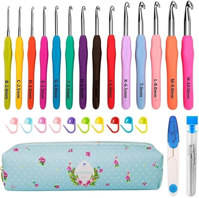 Yarniss Crochet Hooks, 14 Size Crochet Set 2mm-10mm, Ergonomic Crochet Hooks Set by Yarniss