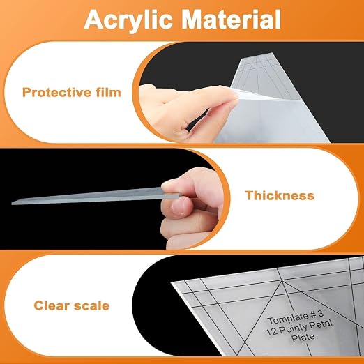 EEEKit 10 PCS Dresden Quilt Templates, Acrylic Quilting Template Ruler - Image 3