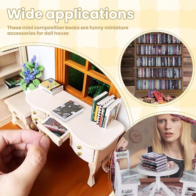 DIYDEC Mini Bookshelf with 180pcs Mini Books Miniature Anxiety Bookshelf - Image 7