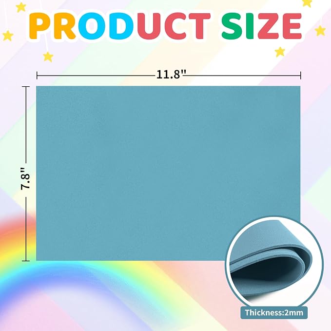 biguphate 30 Pack Sky Blue EVA Foam Sheets, 11.8 x 7.87 Inch, 2mm Thick Foam - Image 2