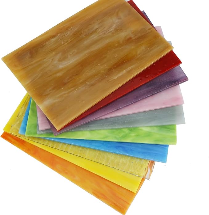 Lanyani（10 Sheets）Variety Stained Glass Sheets 4 x 6 inch Opal Art Glass Pack - Image 7
