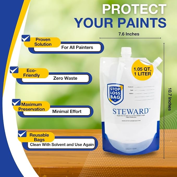 8 Reusable Paint Storage Bags 1L Leftover Paint Containers, Funnel and Clip | - Image 2
