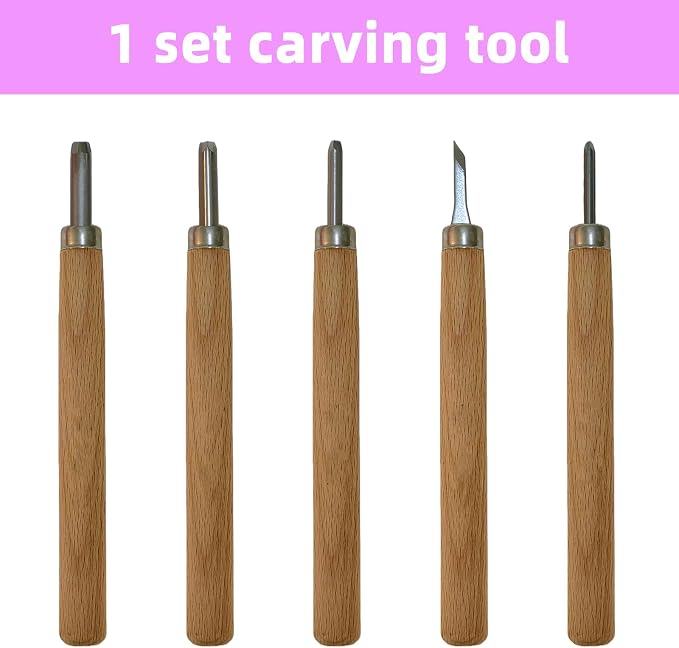 Linocut Kit for Printmaking, Stamp Making Kit, Linoleum Blocks Carving Tools - Image 4