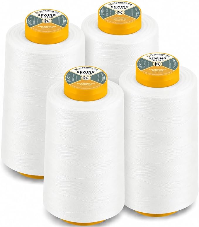 AK Trading 4-Pack White All Purpose Sewing Thread Cones of High Tensile by Fabrics%7CEventDecor%7CCrafts%7CUpholsteryFoam