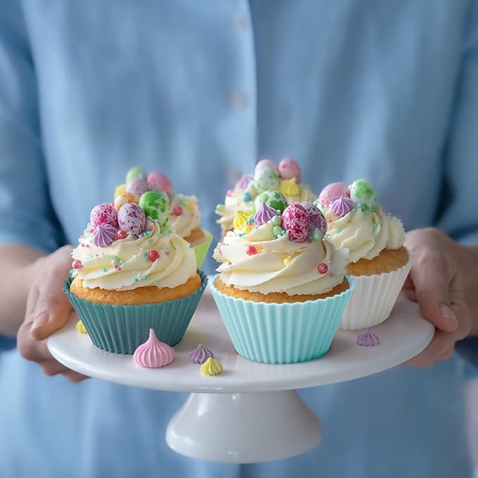 Silicone Muffin Baking Cups 12 Pack Reusable Cupcake Liners Non-stick Cake Molds - Image 4