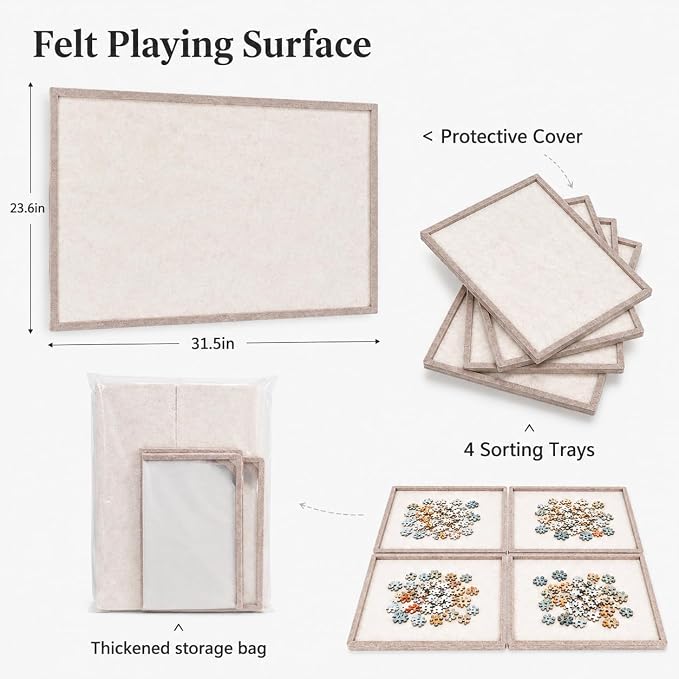 1000 Pieces Puzzle Board, 31.5x23.6 Felt Puzzle Storage Mat | Features a - Image 5
