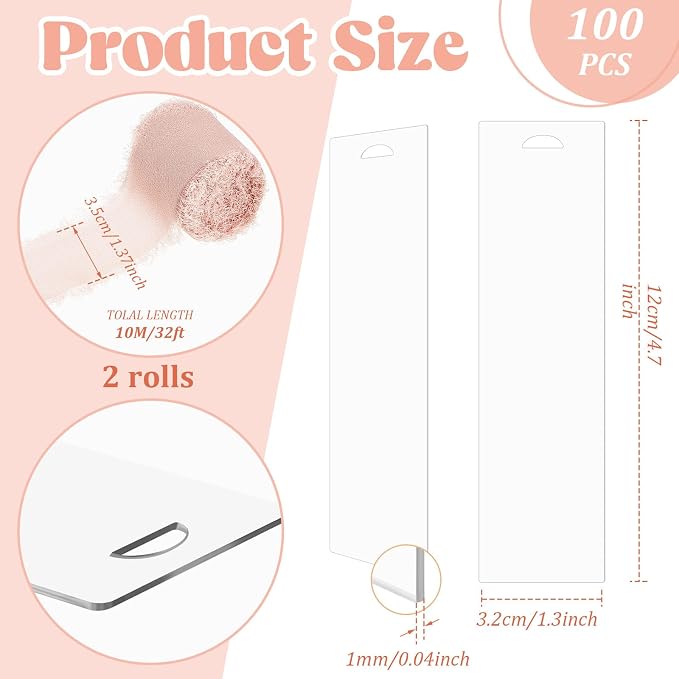Yeaqee 100 Pcs Acrylic Bookmark Blanks Clear Bookmarks Acrylic Tags - Image 2