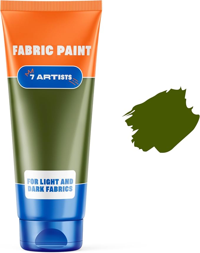 Olive Green Fabric Paint 2 fl. oz – Permanent Fabric Paint Green Dark by 7+Artists