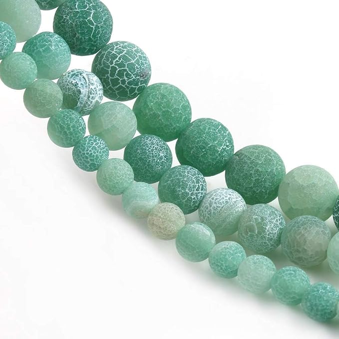 6mm Matte Green Weathered Agate Bead, 15-Inch Matte Round Loose Stone Beads - Image 6