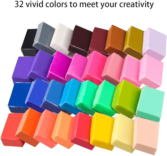 Tomorotec 32 Colors Polymer Clay Kit, 9.6 oz Soft Oven Bake Clay - Image 4