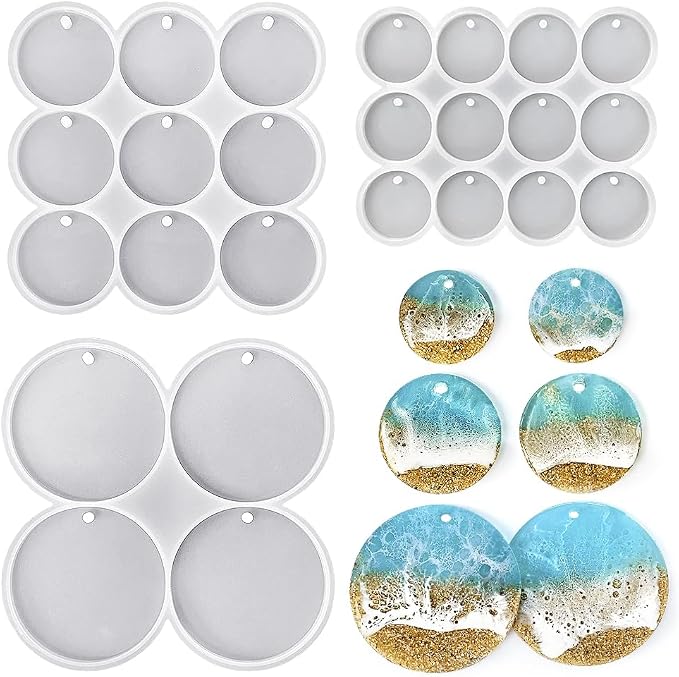 RESINWORLD 25-Cavity Set of Large + Medium + Small Shiny Flat Circle Silicone by ResinWorld