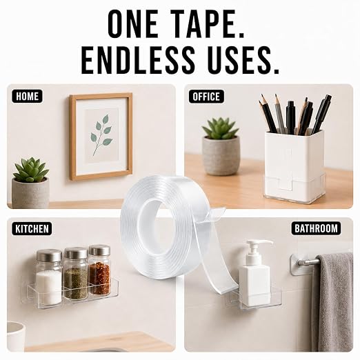 Nano Tape Double Sided Heavy Duty 1/2''×10Ft Removable Washable No Residue | - Image 7