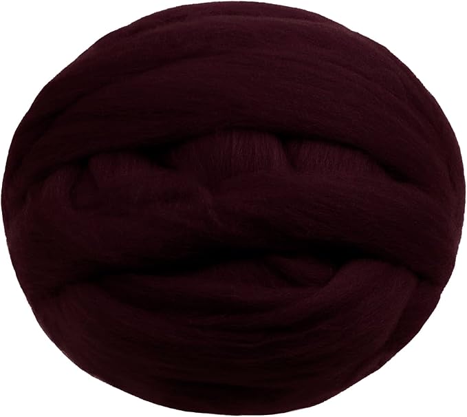 JeogYong Needle Felting Wool, 17.64oz Wool Roving Chunky Wool Yarn, Dark Maroon by JeogYong