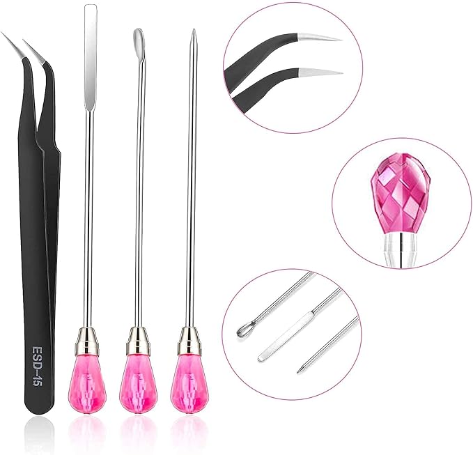 11 Pcs Silicone Resin Mold Tools Set Stirring Needle Spoon Tool Tweezers - Image 7