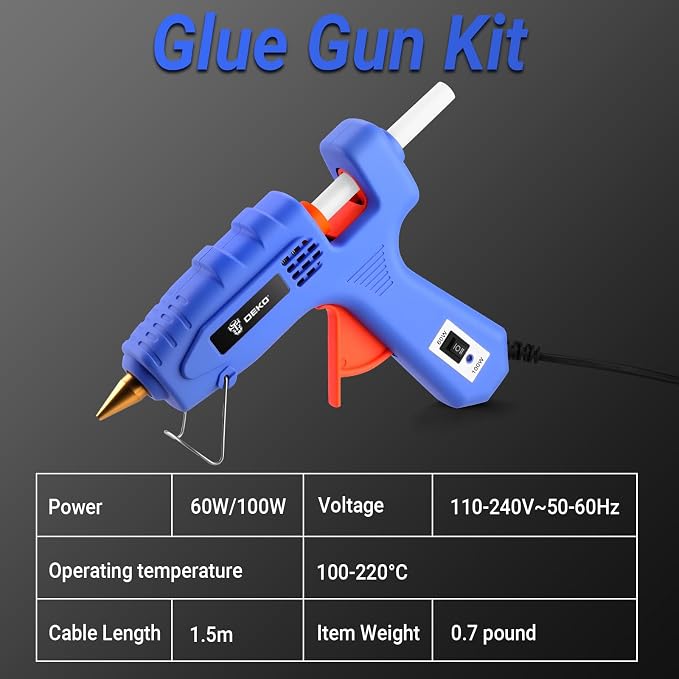 Hot Glue Gun Full Size: DEKOPRO 60/100Watt Dual Temp Hot Glue Gun Kit - Image 3