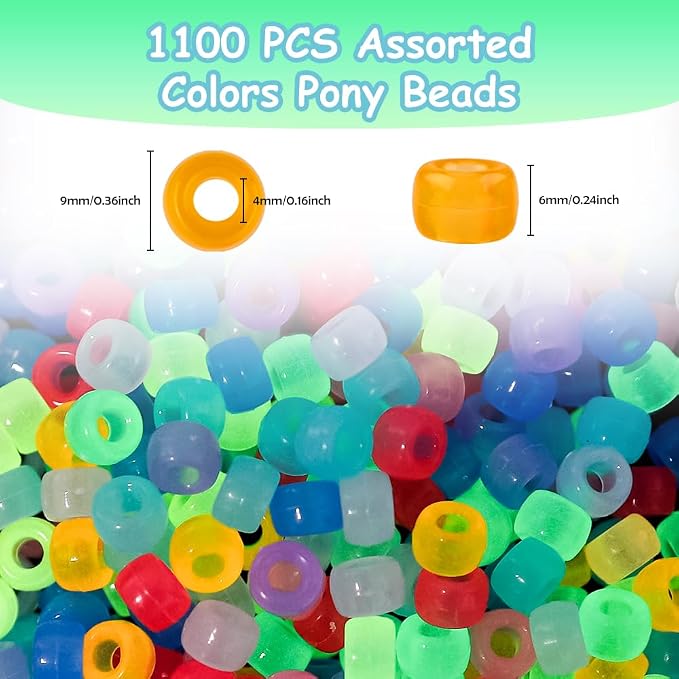 Pony Beads 1100 Pcs, Beads for Jewelry Making, Beads for Bracelets Making - Image 2