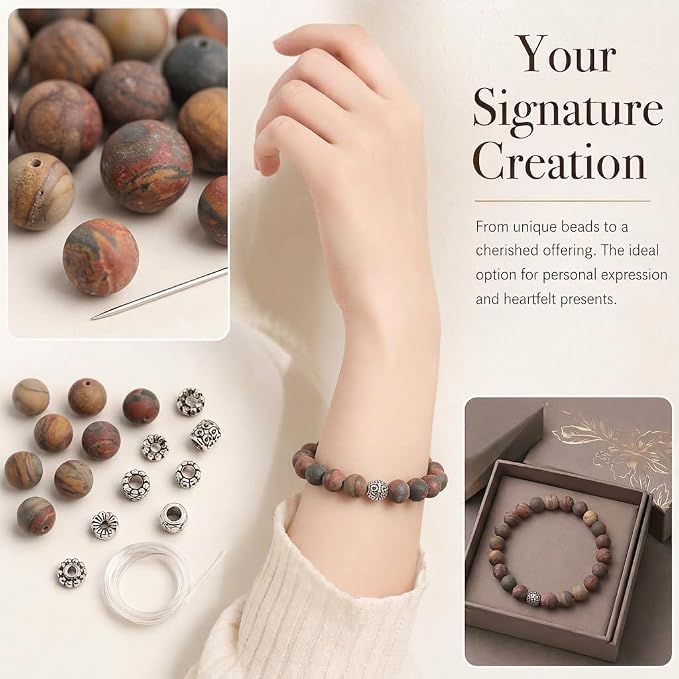 8mm Matte Picasso Jasper Bead, 15-Inch Matte Round Loose Stone Beads - Image 4